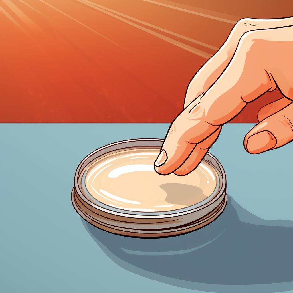 A finger pressing the center of a canning jar lid.